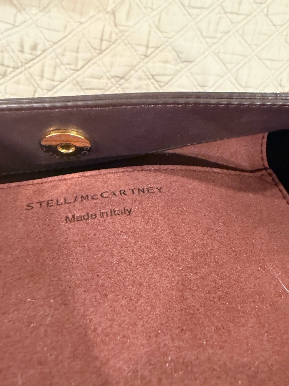 Stella McCartney Frayme Wine Burgundy Shoulder Bag with Chunky Two-Tone Chain - Picture 11 of 15